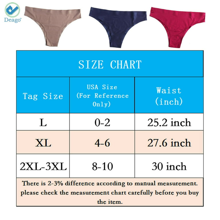 Deago 3 Pack Women Ice Silk G-string Briefs Panties Seamless Sexy Thongs  Underwear Lingerie Size 2XL/3XL 