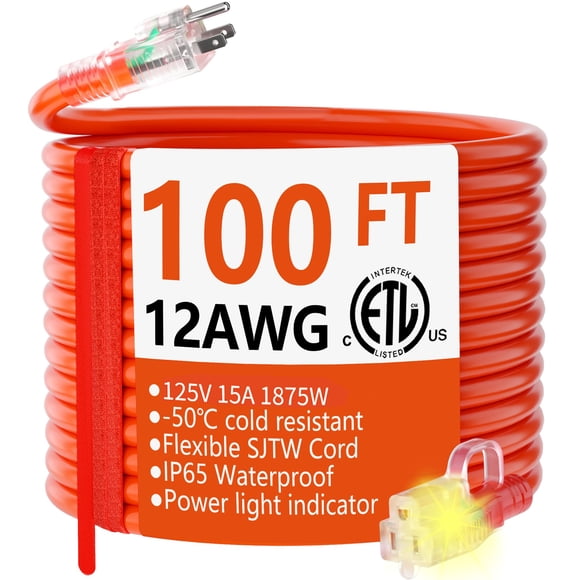 Cable de extensión HUANCHAIN, calibre 12/3, 30 m, impermeable, 15 A, 1875 W