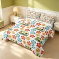 thumbnail image 3 of Erosebridal Cute Flower Quilt King, Kawaii Floral King Coverlet Set, Pink Reversible, Retro Teal, 3pcs (1 Bedspread and 2 Pillowcases), 3 of 7
