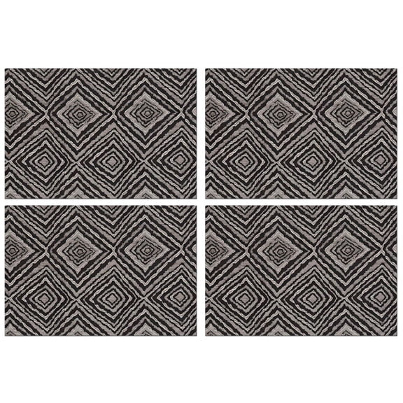 Black and White Geometric Pattern Summer Placemats Table Placemats Set Of 4-Linen Kitchen Washable Placemats Table Mats 11.8"x17.7"Non-Slip Heat Resistant