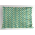 thumbnail image 1 of Magnolia Pillow Sham Sprouting Flower Twigs forming Chevron Zig Zag Pattern, Decorative Standard Size Printed Pillowcase, 26 X 20 Inches, Pale Sea Green Yellow and Dark Taupe, by Ambesonne, 1 of 2