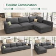 thumbnail image 3 of Marrber 4-Seater Oversized Sectional Sofa Bed with Extra Deep Corduroy Seats and Spacious Storage for Living Room, Home Theater, Dark Grey, 3 of 11