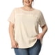 thumbnail image 1 of Blusas de verano de manga corta de panel de encaje con lunares para mujeres de tallas grandes GRACE & GRANDEUR 4X beige, 1 of 1