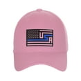 thumbnail image 2 of USA Redesign Flag Thin Red Blue Line Classic Baseball Hat Remembering Fallen Cap, Thin Blue Line, Pink Cap, 2 of 5