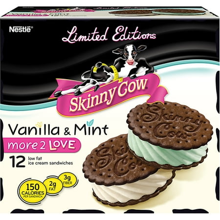 Skinny Cow More 2 Love Vanilla & Mint Low Fat Ice Cream Sandwiches, 4 fl oz, 12 count