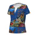 thumbnail image 2 of Naloa Colorful Coral Reef Print T-Shirts Short Sleeve V Neck Tees for Women Fashion Tops Trendy Lightweight Soft Casual Summer Outfits Clothes, 2 of 5