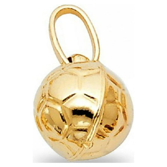 Soccer Ball Pendant Solid 14k Yellow Gold 3D Charm Polished Genuine Quality Design 11 x 10 mm