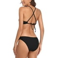 thumbnail image 4 of Sociala High Neck Bikini Top Floral Swimsuits Two Piece Bathing Suits Triangle Bottoms for Women, 4 of 5