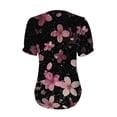 thumbnail image 5 of Womens Shirts Summer V Neck Tops Puff Short Sleeve T Shirt Pleated Floral Printed Tunic Blouse Shirts Womens Tops, 5 of 7