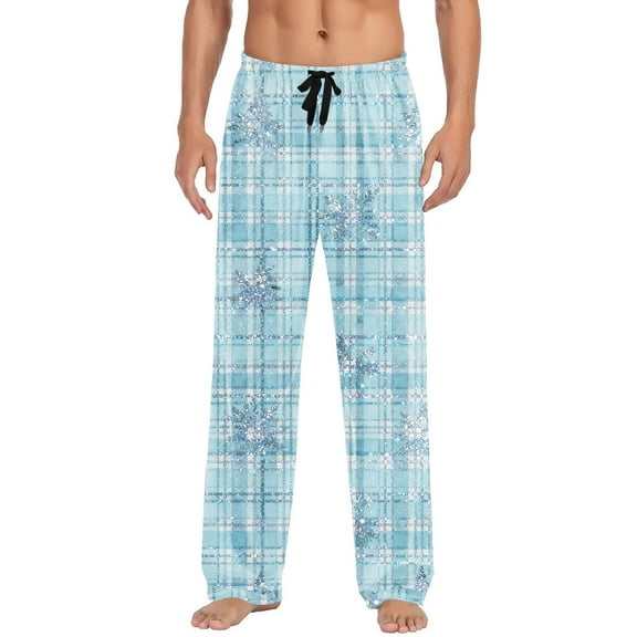 Mens Christmas Plaid Sleep Pants Elastic Drawstring Pajama with Pockets Straight Leg Pajama Bottoms Soft Lounge Wear Funny Novelty Holiday Pajamas