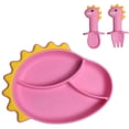 thumbnail image 1 of Platos de silicona para niños pequeños, platos de succión para bebé con juego de cuchara y tenedor, 1 of 5