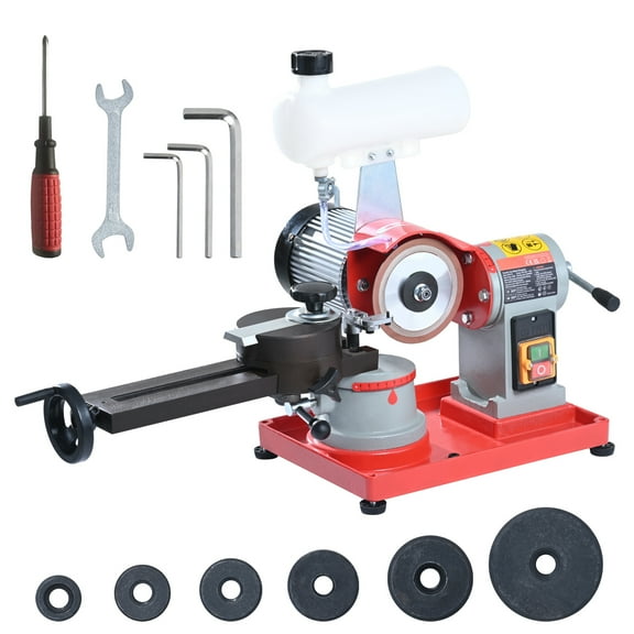 KFFKFF Circular Saw Blade Sharpener, 370W Blade Polisher with Water Cooling, Water Cooled Round Saw Blade Refinement & 6 Blade Alignments, 5-inch Polishing Wheel for Carbide Coated Saw Blades