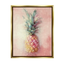 Stupell Industries Tropical Glam Pineapple Food & Beverage Painting Gold Floater Framed Canvas Art Print Wall Art, 17 x 21