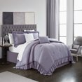 thumbnail image 2 of Chic Home Kensley Comforter Set Washed Crinkle Ruffled Flange Border Design Bed In A Bag Lavender, Twin, 2 of 5