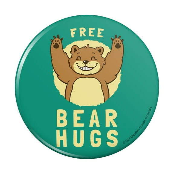 Free Bear Hugs Funny Humor Pinback Button Pin
