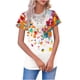 thumbnail image 3 of TaTaai Women's V Neck Casual Top, Floral Print Short Sleeve Pullover with Sheer Mesh Detail, Loose Fit Blouse for Spring & Summer Everyday Style Gift, 3 of 5
