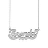 Personalized Name Necklace with Beading and Rhodium on First Initial and Heart on Tail