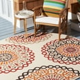 thumbnail image 3 of SAFAVIEH Veranda Axum Geometric Indoor/Outdoor Area Rug, Creme/Red, 5'3" x 5'3" Round, 3 of 6