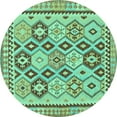 thumbnail image 1 of Ahgly Company Indoor Round Southwestern Turquoise Blue Country Area Rugs, 7' Round, 1 of 4