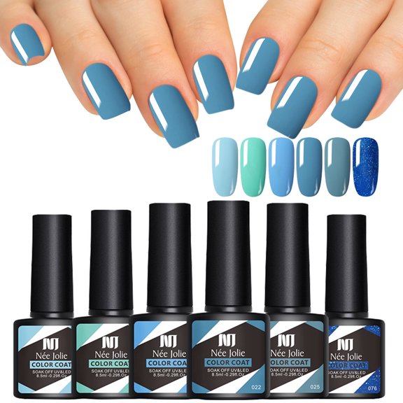 6-Bottle Gel Nail Polish Set #21 - Base and Top Coat Gel Nail Polish Set, 6Pcs X 8.5Ml, Nail Polish Easter Mother'S Day Nail Care Makeup Organizers