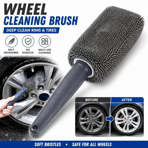 Soft Microfiber Car Wheel Rim Brush, Scratch-Free Tire Cleaner Flexible Deep Cleaning Tool for Car SUV