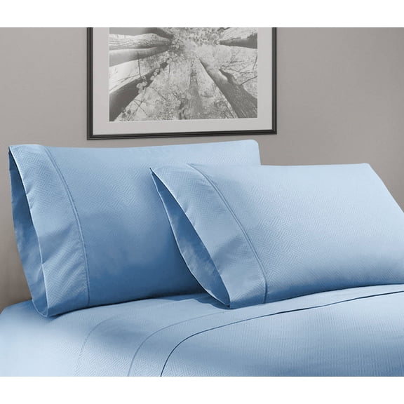 Greek Key Ultra Soft 1800 Series Egyptian Comfort 4 Piece Sheet Set (Full, Blue)