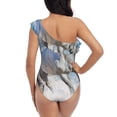 thumbnail image 5 of Honeii Horses Running Through The Water for women's one-piece swimsuit featuring a chic one-shoulder design experience elegance and style in the water-Large, 5 of 6