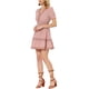 thumbnail image 4 of Vestido de verano sin mangas para mujer INSPIRE CHIC, con escote en V, mangas abullonadas, cintura fruncida, vestido mini casual, talla XS, color rosa, 4 of 7