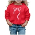 thumbnail image 2 of Girls Sweatshirts Cute Bow Graphic Crew Neck Long Sleeve Pullover Tops For Girl Soft Comfy Unisex Kids Graphic Hoodies Red 7-8 Years, 2 of 4