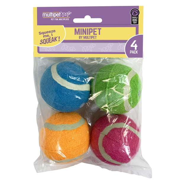 Pelotas de tenis Multipet MiniPet Squeaky para perros pequeños (paquete de 4)