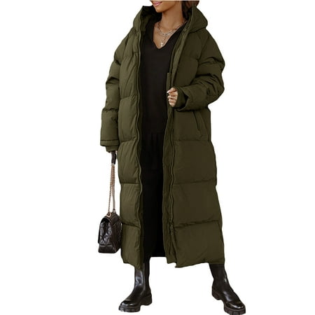 

Ma&Baby Women s Warm Heavy Long Winter Down Coat Loose Zipper Hooded Parka Outerwear