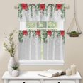 thumbnail image 6 of 3 Piece Curtains Tiers and Valances Set, Christmas Poinsettia Flower Pine Cones Eucalyptus Leaf Winter Snowflake Gray Rod Pocket Short Window Treatment Curtains Panel and Valance for Bathroom Kitchen, 6 of 6