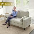thumbnail image 5 of Kinsuite Loveseat Sofa Chair - 56" Modern Accent Chairs with Arms & Cushions, Office Couch with Side Pocket, Comfy Couches for Living Room Waiting Room Office Apartment, Beige, 5 of 10