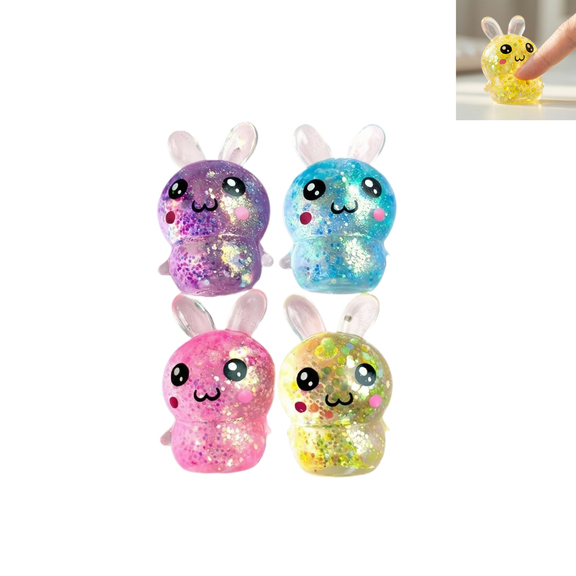 4 Pack Easter Bunny squeeze toys Fidget Toys - Sensory Toy for Kids, Fidget Toys for Anxiety, Cute Easter Birthday Gift for Goodie Bag Fillers Multicolor