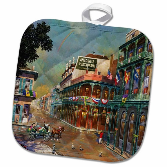 3dRose, Old New Orleans Painting, 8x8 Potholder