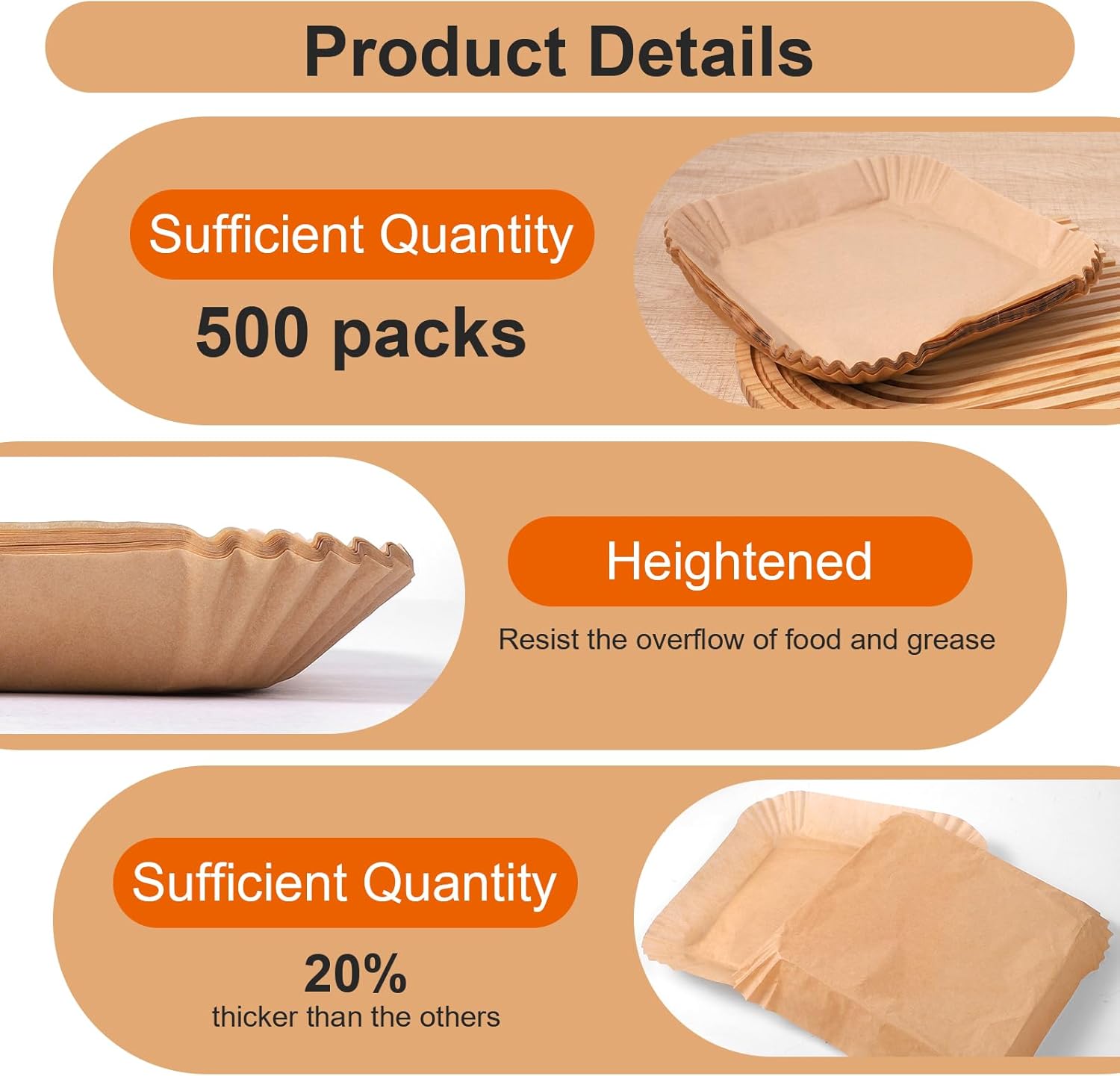 500 Pcs Air Fryer Paper Liners, 8” Square Disposable Parchment Paper Liner for 5-8 QT Air Fryer, Non-Stick, Oil Proof Unbleached Airfryer for Baking, Roasting Microwave