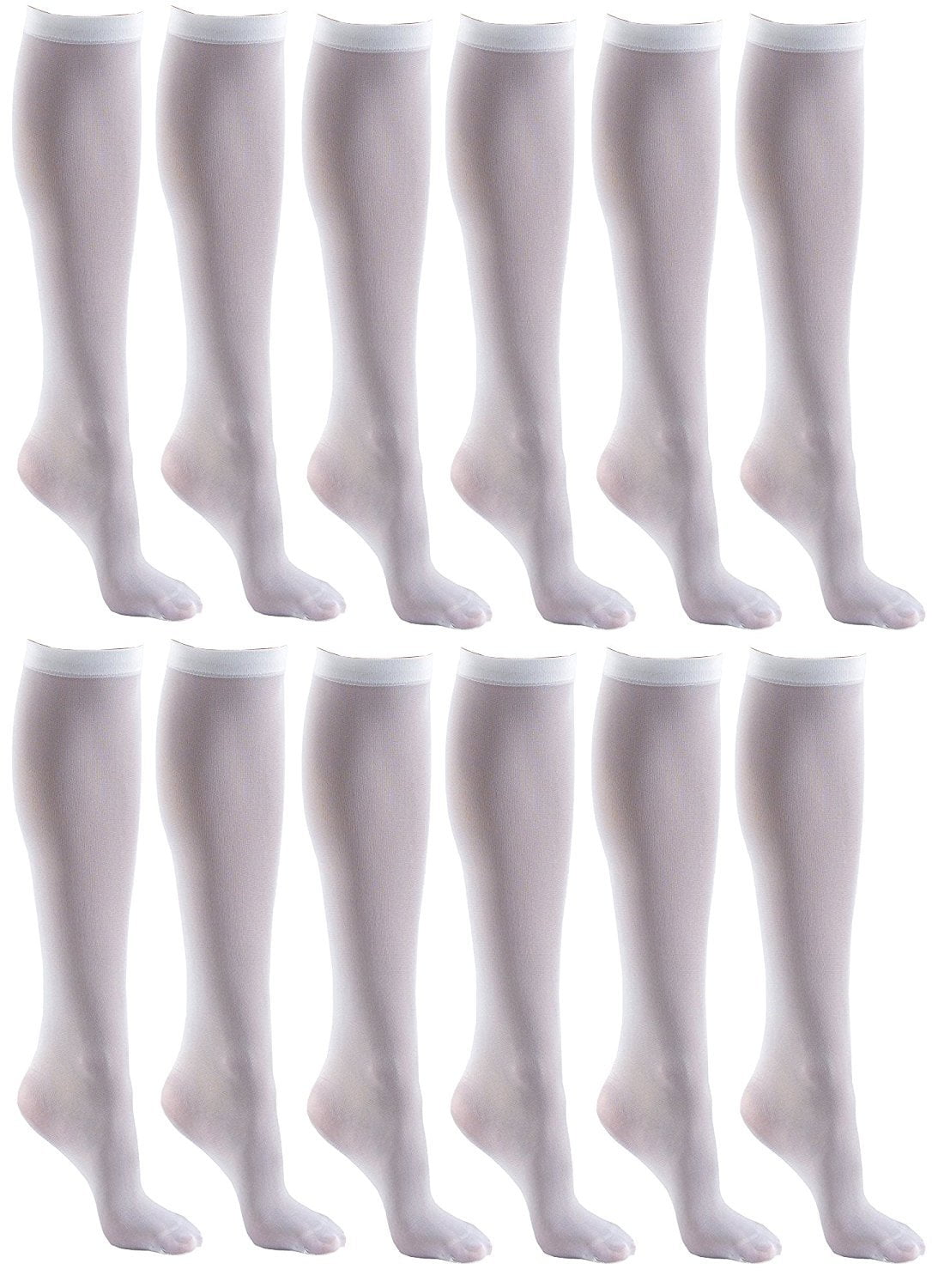 Women’s Trouser Socks, 12 Pairs, Opaque Stretchy Nylon Knee High, Many