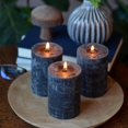 thumbnail image 7 of 3 Piece Dark Grey Pillar Candle Set, 4 Inches Tall, 45 Hours Burn Time, Unscented, Marbled Surface, 7 of 7