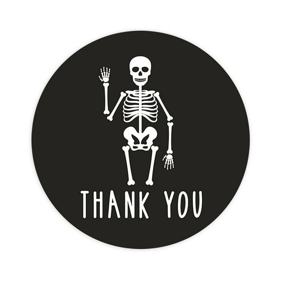 Koyal Wholesale Halloween Thank You Stickers 2 Inch Round 120 Bulk Pk Skeleton Labels For Halloween Party Favors