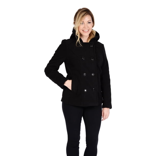 Women's Fashion Pea Coat With Hood - Walmart.com