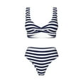 thumbnail image 4 of Daiia Navy Blue And White Stripes Women's Bikini Set Two Piece Swimsuit High Waisted Bikini Adjustable Straps Bikini Perfect for Beach, Pool, and Summer Vacation-X-Large, 4 of 9