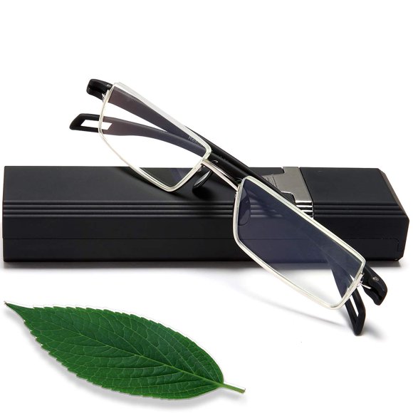 EYEURL Blue Light Blocking Reading Glasses - Half Rim Computer Readers for Women Men Classic Fashion Eyeglass for Reading Magnification 1.75