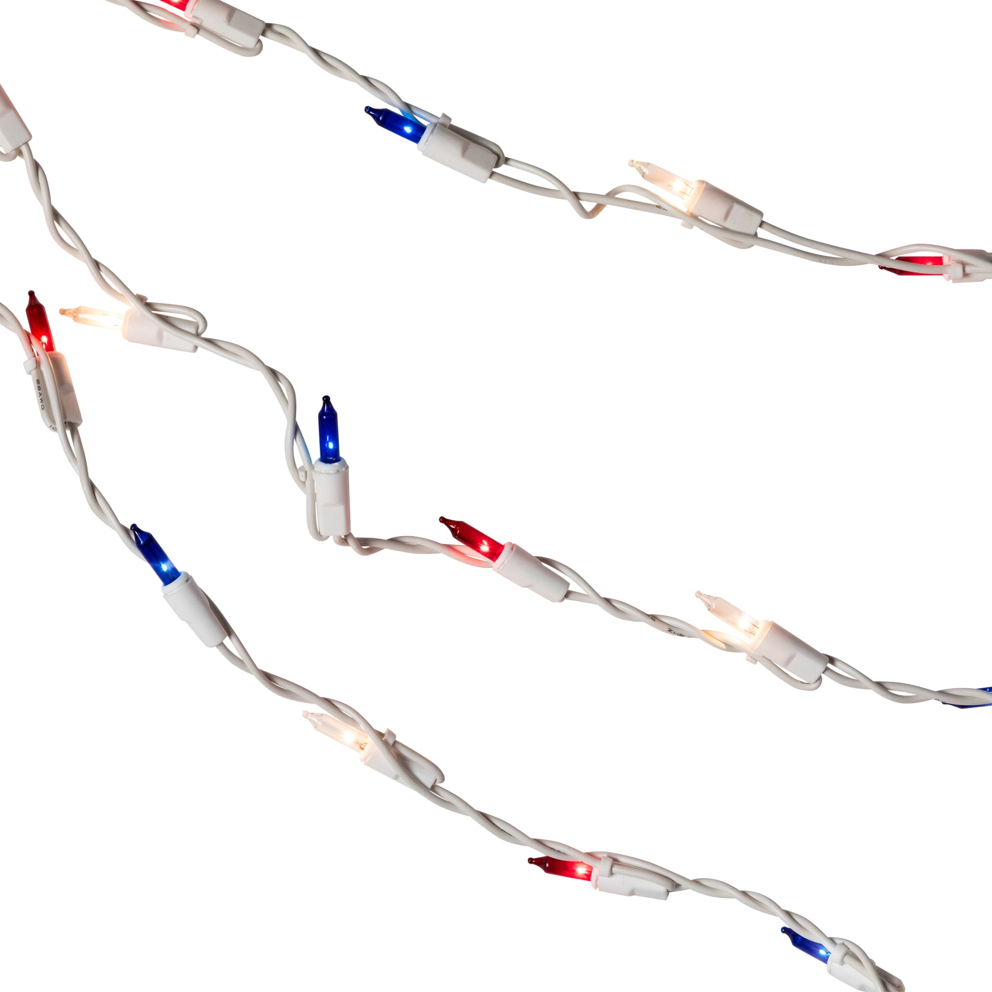 Northlight Mini Swag Patriotic Lighting - Red White and Blue - 6' White Wire - 100ct