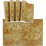 visesunny Vintage Ancient World Map Placemat Set of 4 Pirate Adventures Treasure Hunt Table Mat Desktop Decoration Placemats Non Slip Stain Heat Resistant 12x18 in for Dining Home Kitchen Indoor