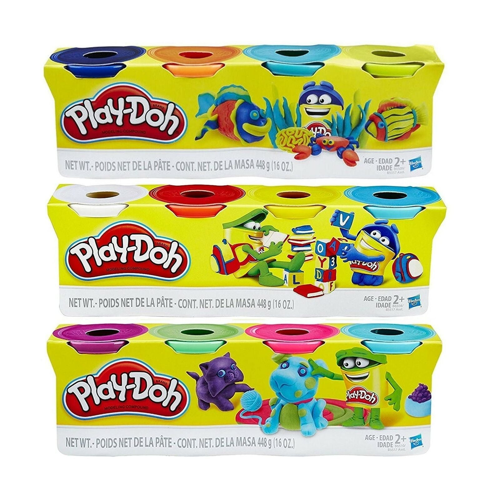 12 Cans-48 Oz Play-Doh HASB5517BAMZ 4-Pack of Colors Gift Set Bundle 