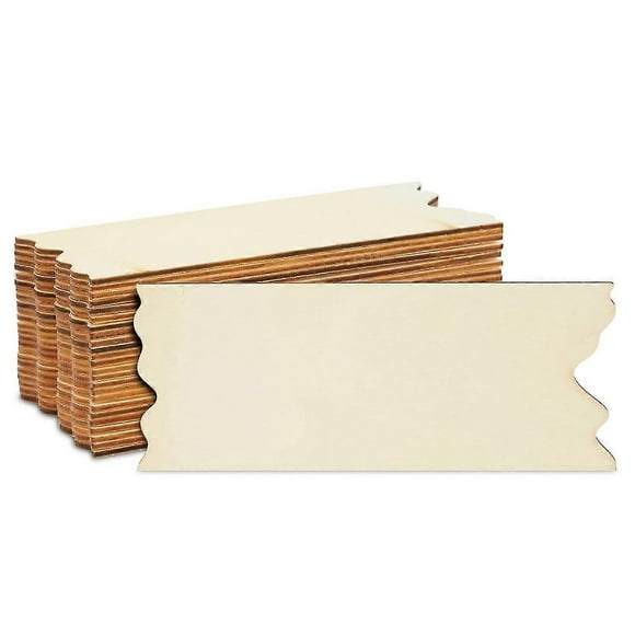 20Pcs Unfinished Wood Signs Rectangle Wood Plaque Wood Pieces Ornaments with Jagged Edge for DIY Cr