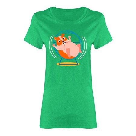 Cute Hamster On A Wheel Shaped Tee Women's -Image by Shutterstock