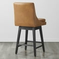 thumbnail image 4 of CHITA 26 inch Upholstered Swivel Fabric Counter Bar Stools with Back & Wood Legs,Faux Leather in Cognac Brown, 4 of 7