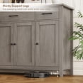 thumbnail image 5 of Hiphuta 55"Wide Buffet Cabinet with 2 Adjustable Shelves, Modern Farmhouse Coffee Bar with 3 Drawers and Sturdy Base for Living Room, Ash Gray, 5 of 8
