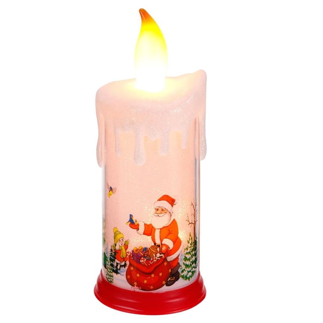 Lámpara De Vela De Simulación Con Patrones De Muñeco De Nieve / Papá Noel Modelado De Simulación Eléctrica Luz De Vela Atmósfera Alimentada Por Batería Lámpara Led Para Festival De Navidad Advancent HA027483-03